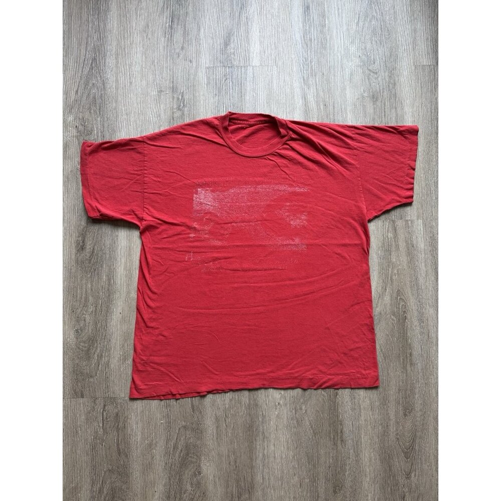 Vintage Rare 90s Michelangelo Creation Of Adam Painting Faded Red XL Shirt Art